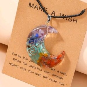 Chakra Stone Moon Necklace